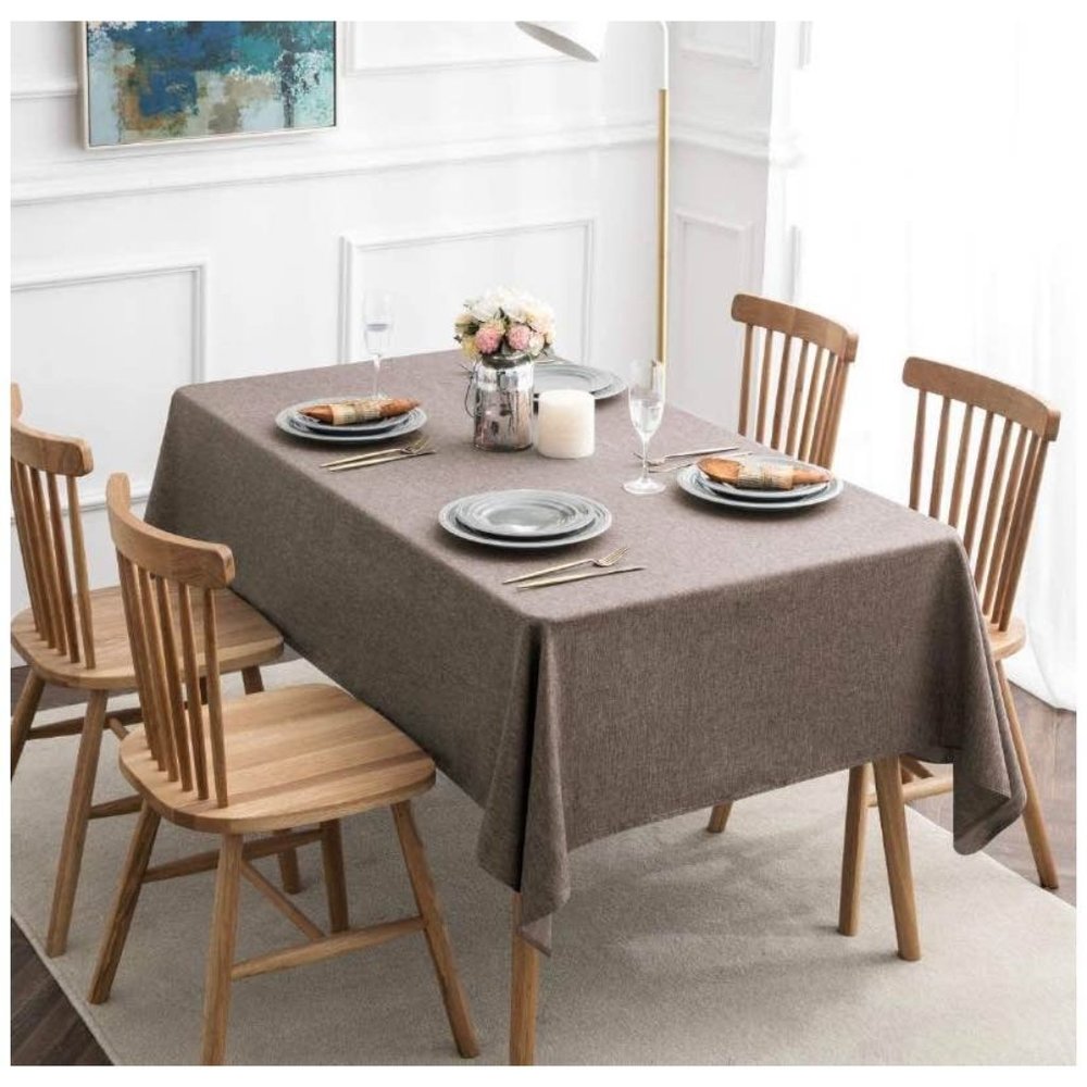 Rustic Farmhouse Rectangle Tablecloth Linen Brown 50x70 Inch
